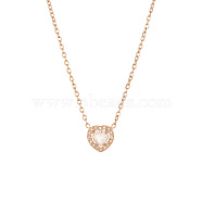 White Cubic Zirconia Heart Pendant Necklace with Stainless Steel Chains, Rose Gold, 17-3/4 inch(45cm)(OQ9710-7)