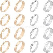 40Pcs 4 Style 201 Stainless Steel Plain Band Adjustable Rings for Women, Golden & Stainless Steel Color, US Size 7 3/4(17.9mm), 10pcs/style(STAS-UN0037-14)