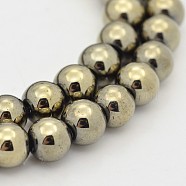Round Non-magnetic Synthetic Hematite Beads Strands, Imitation Pyrite, Antique Bronze Plated, 6mm, Hole: 0.5mm, about 71pcs/strand, 16 inch(G-D617-6mm-26)