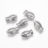 CCB Plastic Beads, Fish, Antique Silver, 17x10x6mm, Hole: 1.5mm(CCB-F004-07AS)