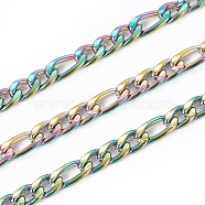 Ion Plating(IP) 304 Stainless Steel Figaro Chains, with Spool, Unwelded, Rainbow Color, 4.5~6x3x0.8mm, about 32.8 Feet(10m)/roll(CHS-I003-L01)