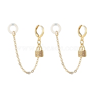 Anti-Lost Earring for Wireless Earphone, Pad Lock Hoop Earrings with Hanging Chain for Women, Golden, 99mm, Pin: 0.8mm(EJEW-JE04778)