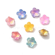 Mocha Style K9 Glass Rhinestone Cabochons, Pointed Back & Back Plated, Faceted, Plum Blossom, Mixed Color, 10x5mm(RGLA-G017-02B)