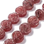 Natural Strawberry Quartz Beads Strands, Rose, 14x6mm, Hole: 1.2mm, about 28pcs/strand, 15.28''(38.8cm)(G-D475-01O)