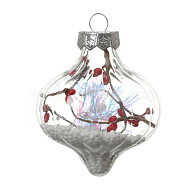 Transparent Plastic Fillable Ball Pendants Decorations, Christmas Tree Hanging Ornament, Lantern, 100x78mm(XMAS-PW0002-04F)