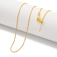 Brass Box Chain Necklaces for Women, Real 18K Gold Plated, 17.68 inch(449mm)(NJEW-G084-09G)