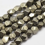 Natural Pyrite Beads Strands, Star Cut Round Beads, 4x4x4mm, Hole: 1mm; about 97pcs/strand, 15.5inches(G-F197-02-4x4mm)