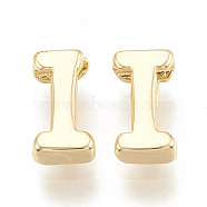 Brass Charms, Nickel Free, Real 18K Gold Plated, Letter.I, 7~8.5x4~7.5x2mm, Hole: 1mm(KK-S341-50I)