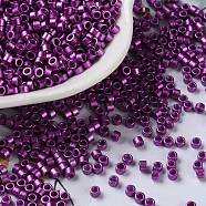 Baking Paint Glass Seed Beads, Cylinder, Purple, 2.5x2mm, Hole: 1.4mm, about 45359pcs/pound(SEED-S042-15A-20)