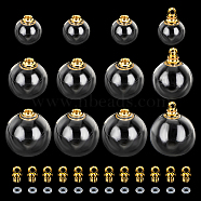 Elite 12 Sets 3 Style Openable Transparent Glass Pendants, with Iron Findings and Rubber Ring, Round, Golden, 17.5~25x11.5~20mm, Hole: 2.5~2.6mm, 4 sets/style(FIND-PH0008-76)