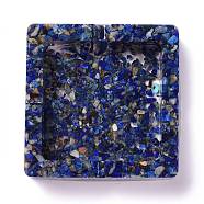 Resin with Natural Lapis Lazuli Chip Stones Ashtray, Home OFFice Tabletop Decoration, Square, 93x93x25mm, Inner Diameter: 70x70mm(DJEW-F015-04B)