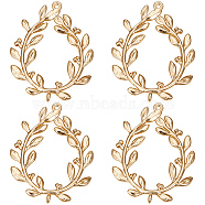 10Pcs Brass Connector Charms, Olive Branch Wreath Links, Real 18K Gold Plated, 28x22x1mm, Hole: 1mm(KK-BBC0009-66)