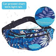 Sports Waist Pack for Women, Adjustable Strap Fanny Pack, Leaves Print Crossbody, Bum Bag for Traveling Casual Running Hiking Cycling, Blue, 350x140x35mm(JX508A)