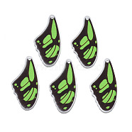 Printed Translucent Acrylic Pendants, Butterfly, Light Green, 35.5x17x2mm, Hole: 1.5mm(OACR-N133-023)