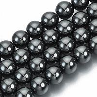 non-magnétiques perles d'hématite synthétique brins, Grade A, arrondir, gris, 8 mm, trou: 1 mm, environ 50 pcs / brin, {1 pouce
