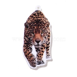 Printed Opaque Acrylic Pendants, Animal Theme, Tiger, 39x18.5x2mm, Hole: 1.6mm(SACR-G029-01D)