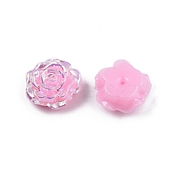 Opaque ABS Plastic Beads, Half Drilled, Flower, Pearl Pink, 15x16x6.5mm, Hole: 1.2mm(KY-G019-02H)