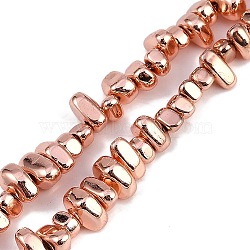 Electroplated Synthetic Non-magnetic Hematite Beads Strands, Nuggets, Rose Gold Plated, 5~8x4~6x3~5mm, Hole: 1mm, 15.91''(40.4cm)(G-I364-B01-RG)