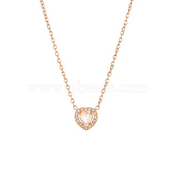 White Cubic Zirconia Heart Pendant Necklace with Stainless Steel Chains, Rose Gold, 17-3/4 inch(45cm)(OQ9710-7)