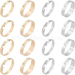 40Pcs 4 Style 201 Stainless Steel Plain Band Adjustable Rings for Women, Golden & Stainless Steel Color, US Size 7 3/4(17.9mm), 10pcs/style(STAS-UN0037-14)