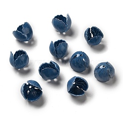 Flower Bead Cap, for DIY Jewelry Making, Marine Blue, 13~15x11~13mm, Hole: 1~1.4mm(SACR-C002-03B)