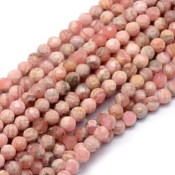 Natural Rhodochrosite Beads Strands, Faceted, Round, 2.5~3mm, Hole: 0.5mm, about 150pcs/strand, 15.35 inch(39cm)(G-E411-11C-3mm)
