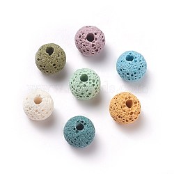 Unwaxed Natural Lava Rock Beads, for Perfume Essential Oil Beads, Aromatherapy Beads, Dyed, Round, Mixed Color, 8.5mm, Hole: 1.5~2mm(X-G-F325-8mm-A)