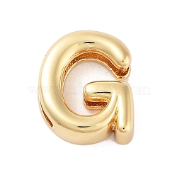 Rack Plating Brass Beads, for Personalized Name Necklace Making, Cadmium Free & Lead Free, Long-Lasting Plated, Real 18K Gold Plated, Letter G, 14x11.5x4.5mm, Hole: 1.5x10.5mm(KK-A208-10G)