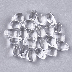 Transparent Glass Charms, teardrop, Clear, 9x6x6mm, Hole: 0.5mm(GGLA-S042-04A)