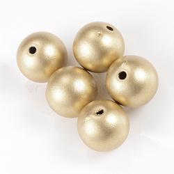 Matte Style Spray Painted Acrylic Beads, Round, Gold, 10mm, Hole: 2mm(X-ACRP-S669-10mm-02)