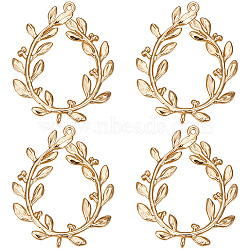 10Pcs Brass Connector Charms, Olive Branch Wreath Links, Real 18K Gold Plated, 28x22x1mm, Hole: 1mm(KK-BBC0009-66)