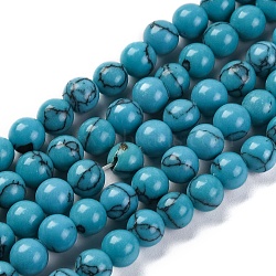 Synthetic Turquoise Beads Strands, Dyed, Round, Dark Turquoise, 6mm, Hole: 0.8mm, about 64pcs/strand, 14.17 inch(36cm)(G-L605-G01-01A)