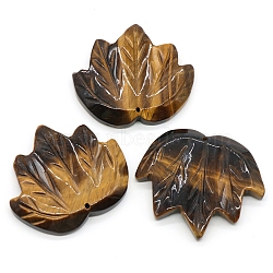 Natural Tiger Eye Autumn Maple Leaf Pendants, Leaf Charms, 43x47~53x7mm, Hole: 2mm(PW-WG36930-17)