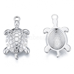 304 Stainless Steel Pendants, Tortoise, Stainless Steel Color, 25x14x3mm, Hole: 1.8mm(STAS-N098-198P)