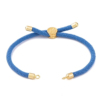 Nylon Cords Bracelet Makings Fit for Connector Charms, with Golden Brass Tree Slider Beads, Long-Lasting Plated, Dodger Blue, 8-5/8 inch(22cm), Hole: 1.9mm