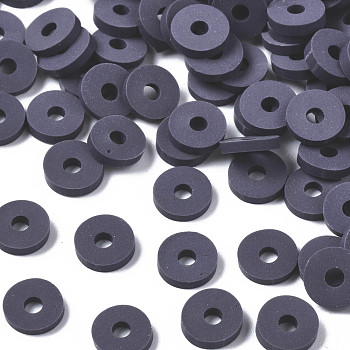 Handmade Polymer Clay Beads, for DIY Jewelry Crafts Supplies, Disc/Flat Round, Heishi Beads, Dark Slate Blue, 6x1mm, Hole: 2mm, about 23500pcs/1000g