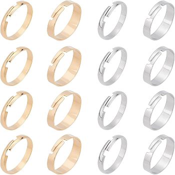 40Pcs 4 Style 201 Stainless Steel Plain Band Adjustable Rings for Women, Golden & Stainless Steel Color, US Size 7 3/4(17.9mm), 10pcs/style