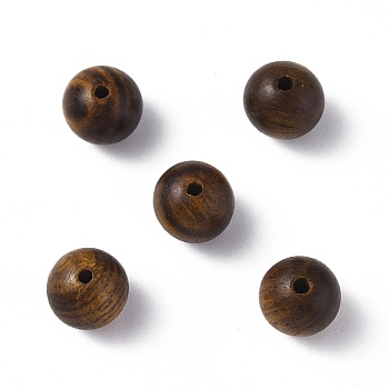 Wood Beads, Undyed, Round, Coconut Brown, 8mm, Hole: 1.6mm