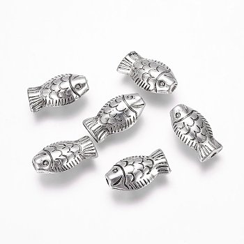 CCB Plastic Beads, Fish, Antique Silver, 17x10x6mm, Hole: 1.5mm