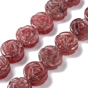 Natural Strawberry Quartz Beads Strands, Rose, 14x6mm, Hole: 1.2mm, about 28pcs/strand, 15.28''(38.8cm)