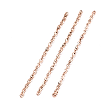 Ion Plating(IP) 304 Stainless Steel Cable Chains, Unwelded, Rose Gold, 1.5x2x0.4mm, about 0.16 Foot(0.05m)/pc