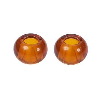 Glass European Beads, Large Hole Beads, Rondelle, Chocolate, 15x10mm, Hole: 5~6.4mm