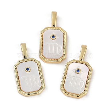 Real 18K Gold Plated Blue Virgo Brass+Cubic Zirconia+Shell Pendants