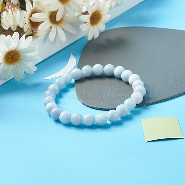 Reiki Crystal Natural Chalcedony Imitation Aquamarine Stretch Bracelets Set for Men Women(BJEW-JB06806-01)-6