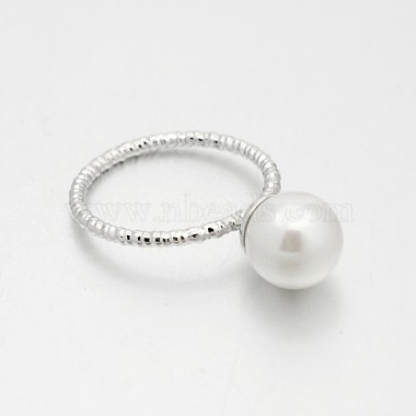 Brass Acrylic Pearl Finger Rings for Wedding Jewelry(RJEW-J061-P)-2
