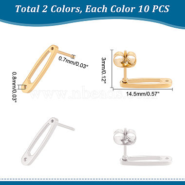 Unicraftale 10 Paare 2 Farben 304 Ohrstecker aus Edelstahl(STAS-UN0034-80)-5