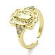 Brass with Cubic Zirconia Open Cuff Ring(RJEW-B051-55G)-1