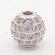 Thistle CZ Jewelry Findings Brass Micro Pave Cubic Zirconia Round Beads(ZIRC-M015-13P-NR)-1