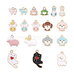 72Pcs 18 Style Alloy Enamel Pendants, Light Gold, Mixed Shapes, Mixed Color, 4pcs/style(ENAM-CW0001-10)