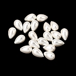 Electroplated Shell Pearl Beads, Teardrop, Half Drilled, Seashell Color, 12~13x8~9mm, Hole: 1mm(BSHE-B008-03)